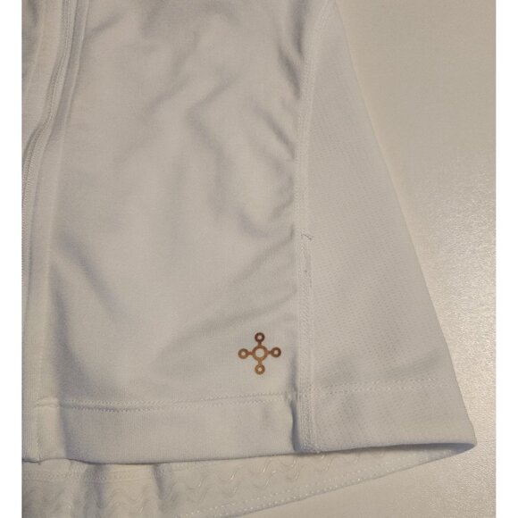TOMMIE COPPER Full Back Support Shirt White Short Sleeve Full Zip Womens Large - Picture 5 of 11